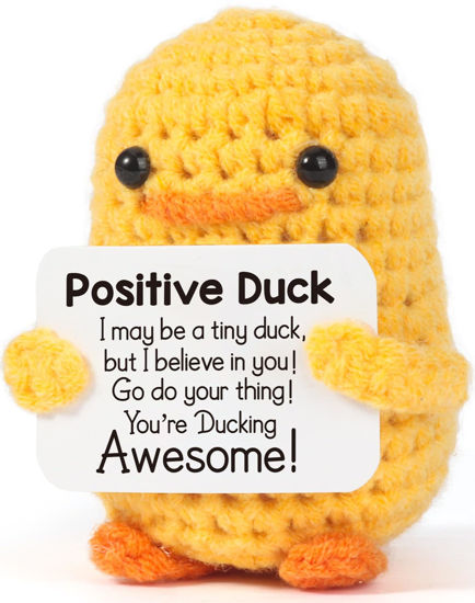 Picture of MBL Inspirational Crochet Positive Duck - Handmade Emotional Cheer Support Funny Pickle Potato Nuggets for Women Men Friends Coworkers, Birthday Christmas Valentines Valentine's Gift for Him Her