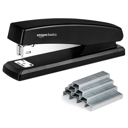 Picture of Amazon Basics Stapler with 1000 Staples, Office Stapler, 25 Sheet Capacity, Non-Slip, Black