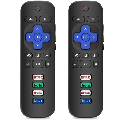 Picture of 2 Pack Replacement Remote Controls for Roku TV, Compatible with TCL/Hisense/Sharp/Philips/Onn/Element Roku TV (Not for Roku Stick,Box or Speaker)