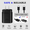Picture of Type C Charger, 2-Pack 25W Type C Super Fast Charging Block with 6ft USB C Charger Cable Compatible with Galaxy S23 Ultra/S23+/S22/S21/S20/Phone 16/16 Plus/16 Pro Max/15/15 Pro Max/15 Plus-Black