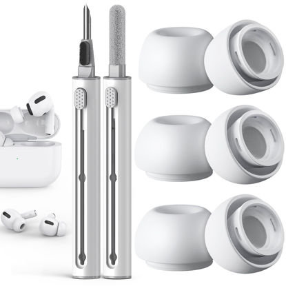 Picture of Pohgelan Compatible with AirPods Pro 2nd/1st Generation Replacement Ear Tips,with Noise Reduction Hole & Built-in dust Guard Screen,for USB-C Charging Case with Cleaner kit -3 Sizes (S/M/L)-Whiite