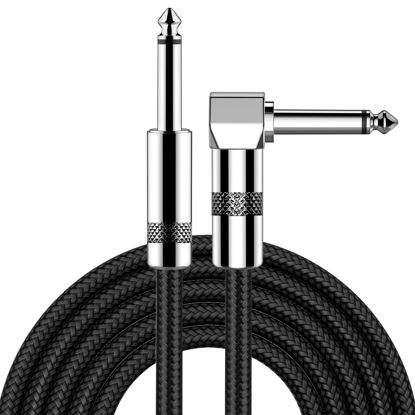 Picture of New bee Guitar Cable 10ft Electric Instrument Bass AMP Cord for Electric Mandolin, Pro Audio (Right Angle to Straight, Black)