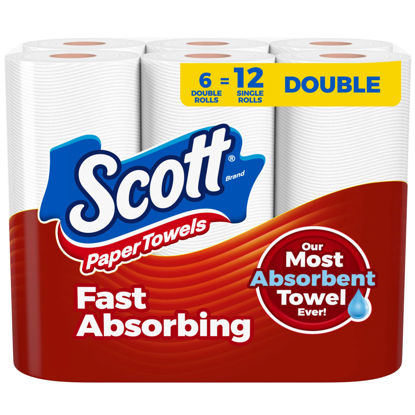 Picture of Scott Paper Towels, Choose-A-Sheet, 6 Double Rolls = 12 Regular Rolls (100 Sheets Per Roll)