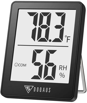 Picture of DOQAUS Digital Hygrometer Indoor Thermometer Humidity Meter Room Thermometer with 5s Fast Refresh Accurate Temperature Humidity Monitor for Home, Bedroom, Baby Room, Office, Greenhouse, Cellar (Black)