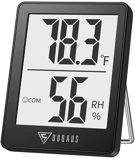 Picture of DOQAUS Digital Hygrometer Indoor Thermometer Humidity Meter Room Thermometer with 5s Fast Refresh Accurate Temperature Humidity Monitor for Home, Bedroom, Baby Room, Office, Greenhouse, Cellar (Black)