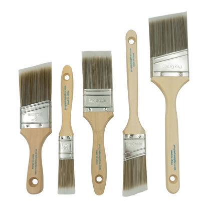 Picture of Pro Grade, Paint Brushes, 5-Piece, Paint Brush Set: Flat & Angle Brushes for Latex and Oil Paints, Stains, Interior & Exterior Home Improvement