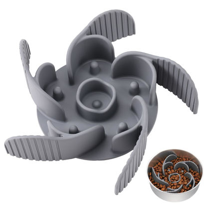 Picture of MateeyLife Slow Feeder Dog Bowls Large Breed & Medium Breed with Suction Cups Cuttable Dog Slow Feeder Bowl, Slow Feeder Insert for Dog Bowls Slow Feeder with Metal Slow Feeder Dog Bowl (Gray)