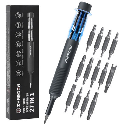 Picture of Sharden 27-in-1 Precision Screwdriver Set Multi Bit Small Screwdriver Magnetic Mini Screwdriver Set Pen Style Manual Repair Tool Kit for Eyeglass, Watch, Computer, Jewelers, Laptop, Electronics, Phone