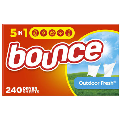 Picture of Bounce Dryer Sheets, Outdoor Fresh, 240 Count, Laundry Fabric Softener Sheets with Static Control and Wrinkle Fighters, Bounce Dryer Sheets, Fabric Softener Sheets