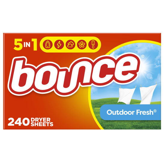 Picture of Bounce Dryer Sheets, Outdoor Fresh, 240 Count, Laundry Fabric Softener Sheets with Static Control and Wrinkle Fighters, Bounce Dryer Sheets, Fabric Softener Sheets