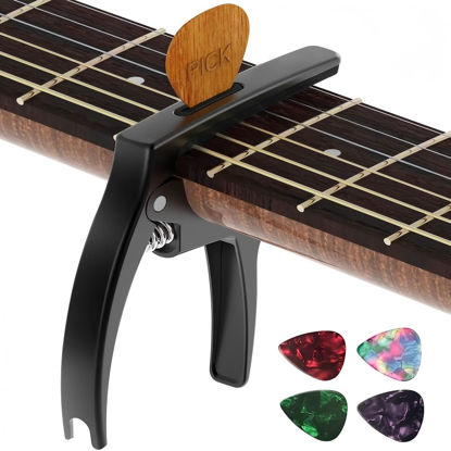 Picture of Guitar Capo,TANMUS 3in1 Zinc Metal Capo for Acoustic and Electric Guitars (with Pick Holder and 4Picks),Ukulele,Mandolin,Banjo,Guitar Accessories
