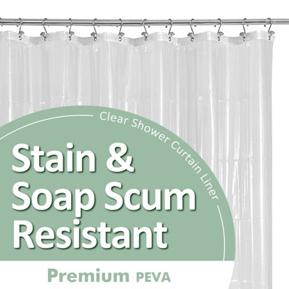 Picture of Barossa Design Plastic Shower Liner Clear - Premium PEVA Shower Curtain Liner with Rustproof Grommets and 3 Magnets, Waterproof Cute Lightweight Standard Size Shower Curtains for Bathroom - Clear