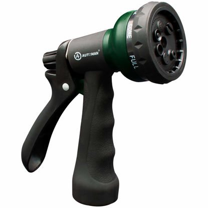 Picture of AUTOMAN-Garden-Hose-Nozzle, ABS Water Spray Nozzle with 7 Adjustable Watering Patterns, Slip Resistant for Watering Plants, Lawn& Garden, Washing Cars, Cleaning, Showering Pets & Outdoor Fun.