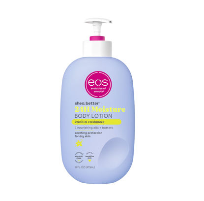 Picture of eos Shea Better Body Lotion- Vanilla Cashmere, 24-Hour Moisture Skin Care, Lightweight & Non-Greasy, Made with Natural Shea, Vegan, 16 fl oz