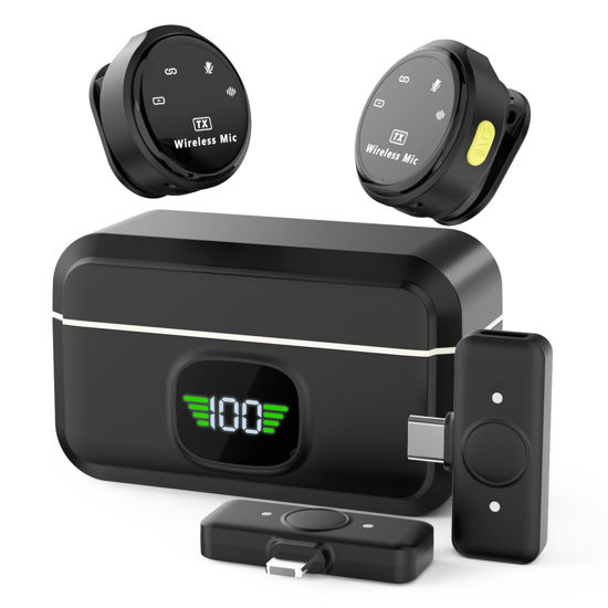 Picture of R RUCKERCO Lavalier Wireless Microphone for iPhone/Camera/PC/Laptop,Lightning/USB-C/Plug,Ultra-Low Latency,360° HD Recording,Intelligent Noise Reduction, Suitable for Video Recording and Streaming