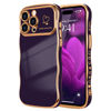 Picture of LCHULLE for iPhone 14 Pro Max Case for Women Girls, Cute Wave Frame Curly Shape with Love Heart Raised Camera Protection Cover Luxury Plating Shockproof Phone Case for iPhone 14 Pro Max, Dark Purple