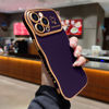 Picture of LCHULLE for iPhone 14 Pro Max Case for Women Girls, Cute Wave Frame Curly Shape with Love Heart Raised Camera Protection Cover Luxury Plating Shockproof Phone Case for iPhone 14 Pro Max, Dark Purple