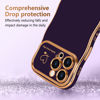 Picture of LCHULLE for iPhone 14 Pro Max Case for Women Girls, Cute Wave Frame Curly Shape with Love Heart Raised Camera Protection Cover Luxury Plating Shockproof Phone Case for iPhone 14 Pro Max, Dark Purple