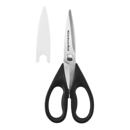 Picture of KitchenAid All Purpose Kitchen Shears with Protective Sheath Durable Stainless Steel Scissors, Dishwasher Safe, Soft Grip Comfort Handle, 8.72 Inch, Black