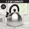 Picture of Primula Stewart Whistling Stovetop Tea Kettle Food Grade Stainless Steel, Hot Water Fast to Boil, Cool Touch Folding, 1.5-Quart, Brushed with Black Handle