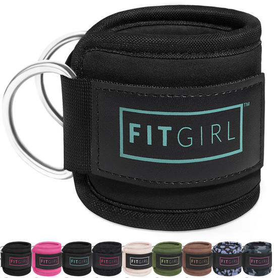 Picture of FITGIRL - Ankle Strap for Cable Machines and Resistance Bands, Work Out Cuff Attachment for Home & Gym, Glute Workouts - Kickbacks, Leg Extensions, Hip Abductors, Women Only (Mint, Single)
