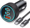 Picture of 67W 3-Port Super Fast Type C Car Charger USB C for Samsung Galaxy S24 S23 S22 S21 Ultra A54 A53 A15 A14, iPhone 16/15 Pro Max, Android, PD/QC Car Adapter Accessories for Men Women + 3FT USB-C Cable