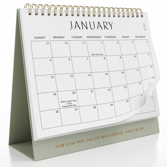 Picture of Aesthetic Desk Calendar 2025-2026 - Runs from January 2025 until June 2026 - Beautiful Small Flip Desktop Calendar for Easy Organizing