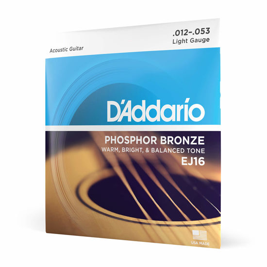 Picture of D'Addario Guitar Strings - Phosphor Bronze Acoustic Guitar Strings - EJ16 - Rich, Full Tonal Spectrum - For 6 String Guitars - 12-53 Light