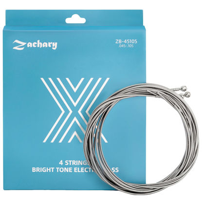 Picture of Bass Guitar Strings 4 Strings Guitar Accessories Bass Instrument Accessories Bass Strings Guitar Replacement Set Nickel Alloy Wound Plated Steel with Coating 1Pack (4-String,45-105)