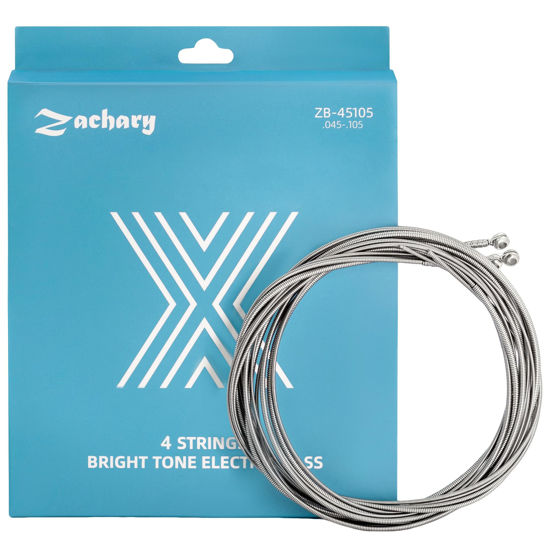 Picture of Bass Guitar Strings 4 Strings Guitar Accessories Bass Instrument Accessories Bass Strings Guitar Replacement Set Nickel Alloy Wound Plated Steel with Coating 1Pack (4-String,45-105)