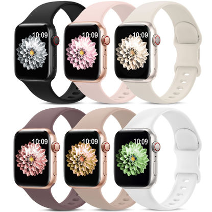 Picture of 6 Pack Sport Bands Compatible with Apple Watch Band 38mm 40mm 41mm 42mm 44mm 45mm 49mm 46mm,Silicone Waterproof Strap Compatible with iWatch Apple Watch Series 10 9 Ultra 8 7 6 5 4 3 2 1 SE Women Men