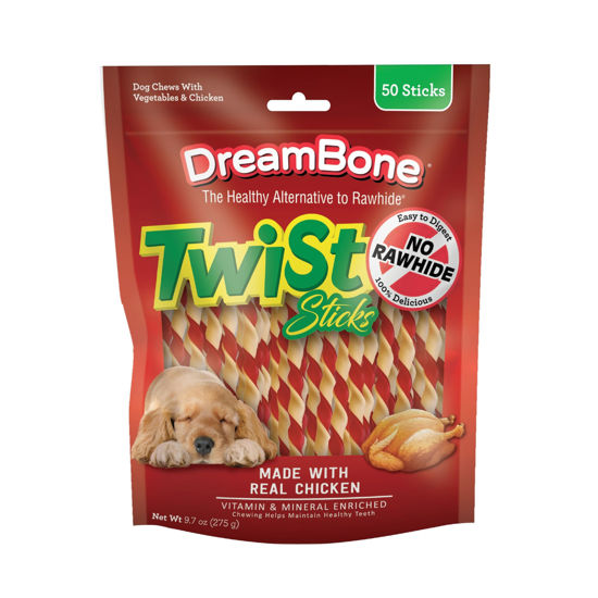 Picture of DreamBone Twist Sticks, Made With Real Chicken, Rawhide-Free Chews for Dogs, 50 Count