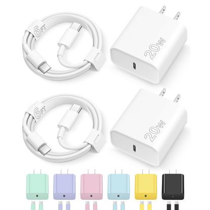 Picture of iPhone 16 15 Charger Fast Charging Type C Charger USB C Charger Block iPhone 16 Charger with 2 Pack 6FT Cable for iPhone 16/16 Plus/16 Pro/16 Pro Max/iPhone 15/15 Pro Max/iPad Pro/AirPods