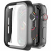 Picture of Misxi 2 Pack Hard PC Case with Tempered Glass Screen Protector Compatible with Apple Watch SE 2 (2024) SE Series 6 Series 5 Series 4 44mm, Black