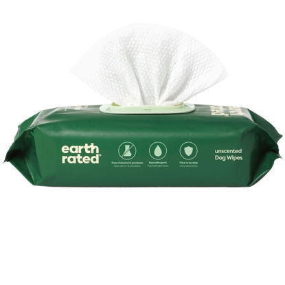 Picture of Earth Rated Textured Pet Wipes for Dogs & Cats, Cleaning and Odor-Controlling Grooming for Paws, Body, and Butt, Unscented, 100 Count