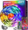 Picture of KSIPZE 100ft Led Strip Lights RGB Music Sync Color Changing, Bluetooth Led Lights with Smart App Control Remote, Led Lights for Bedroom Room Lighting Flexible Home Décor