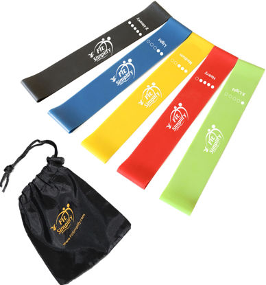 Picture of Fit Simplify Resistance Loop Exercise Bands with Instruction Guide and Carry Bag, Set of 5