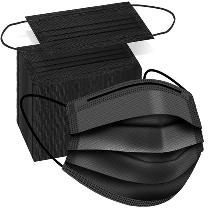 Picture of 100 PCS Disposable Face Masks, Black Masks, 3 Ply Protection Disposable Face Masks