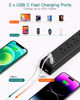 Picture of Surge Protector Power Strip - Extension Cord with 6 AC Outlets 4 USB (2 USB-C Ports), Flat Plug with Overload Surge Protection, Wall Mount, 5ft, Outlet Extender for Home Office Dorm Room Essentials
