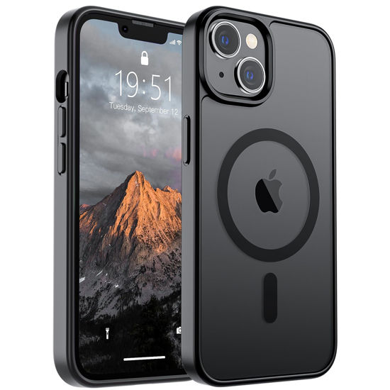 Picture of SUPFINE Magnetic for iPhone 14 Case & iPhone 13 Case (Compatible with MagSafe)(10 FT Military Grade Drop Protection) Slim Translucent Matte Shockproof Phone Cover,Black