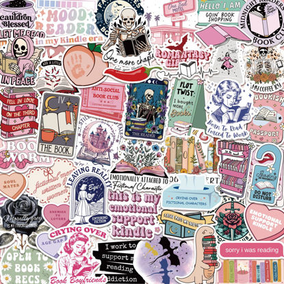 Picture of 150 PCS Romance Book Stickers for Kindle, Holographic Bookish Sticker Pack Reading Booktok Glitter Vinyl Decals for Laptop Ebook Readers Water Bottles Journal Scrapbook Waterproof