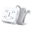 Picture of Surge Protector Power Strip - CHCORE 5Ft Braided Extension Cord with 8 Outlets with 4 USB (2 USB C) Charging Ports, Flat Plug Multi Plug Outlet Extender Charging Station for Home Office, ETL, White