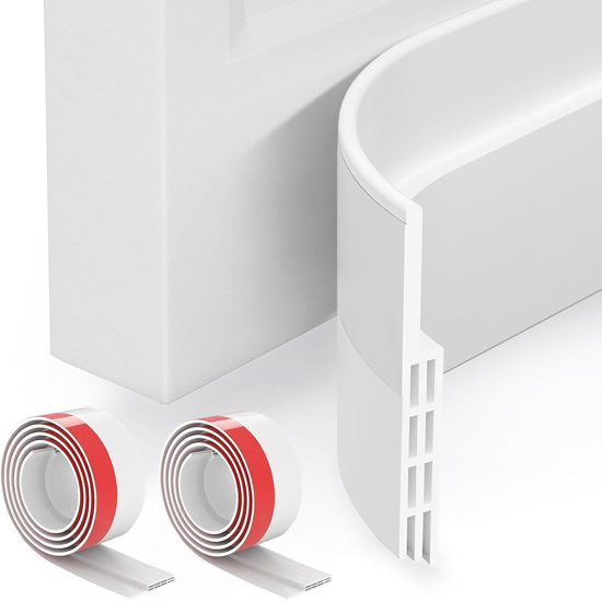 Picture of GroTheory 2 Pack Door Draft Stopper, Under Door Sweep for Exterior & Interior Doors, Weather Stripping Door Seal, Garage Window Blocker Noise Cold Air Insulation, Draft Guard White 2" W x 39" L