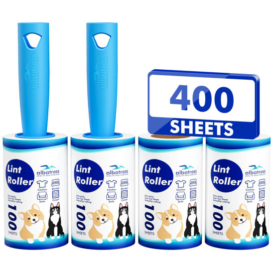 Picture of Extra Sticky Lint Roller, Mega Value Set 400 Sheets for Pet Hair Removal, Dog and Cat Lint Remover for Clothes, Furniture, Carpet