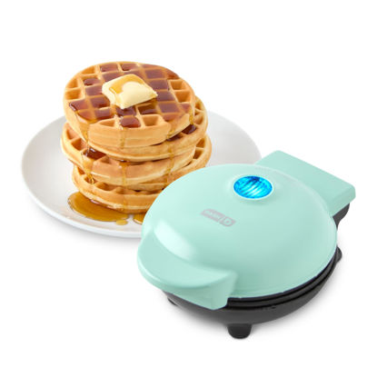 Picture of DASH Mini Waffle Maker - 4” Waffle Mold, Nonstick Waffle Iron with Quick Heat-Up, PTFE Nonstick Surface - Perfect Mini Waffle Maker for Kids and Families, Just Add Batter (Aqua)