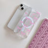 Picture of UEEBAI Magnetic for iPhone 14 Case & iPhone 13 Case, Bow Case Compatible with MagSafe, Wireless Slim Clear Ribbon Phone Case Anti-Yellowing Shockproof Protective Cover for Women Girl - Pink