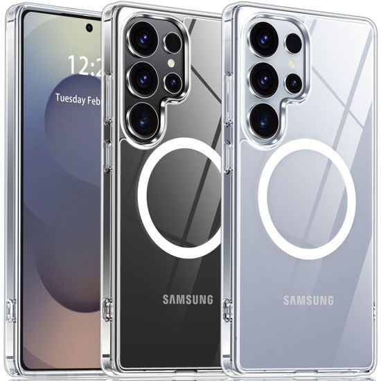 Picture of Oterkin Magnetic for Samsung Galaxy S25 Ultra Case Clear [Compatible with MagSafe][Anti-Yellowing][Built-in 4 Airbags][Military Grade Protection][Shockproof Slim] S25 Ultra Phone Case (Clear)