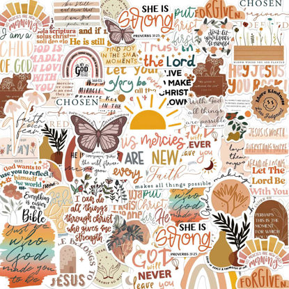 Picture of 50PCS Bible Stickers, Inspirational Christian Stickers for Water Bottle Laptop Phone Vintage Bible Sticker, Aesthetic Jesus Faith Christian Stickers Religious Christian Gifts