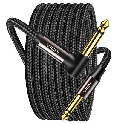 Picture of VIOY Guitar Cable 15 ft/5 M, Instrument Right Angle Cables, 6.35 mm (1/4) TS Unbalanced Mono Jack Guitar Amp Cord for Electric Guitar, Bass, Keyboard, Electric Mandolin