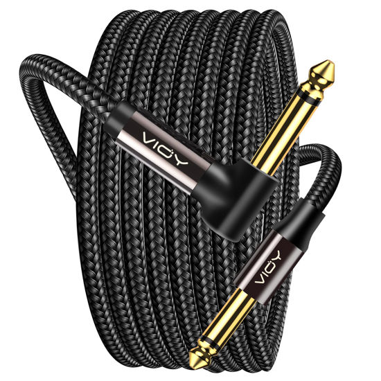 Picture of VIOY Guitar Cable 15 ft/5 M, Instrument Right Angle Cables, 6.35 mm (1/4) TS Unbalanced Mono Jack Guitar Amp Cord for Electric Guitar, Bass, Keyboard, Electric Mandolin